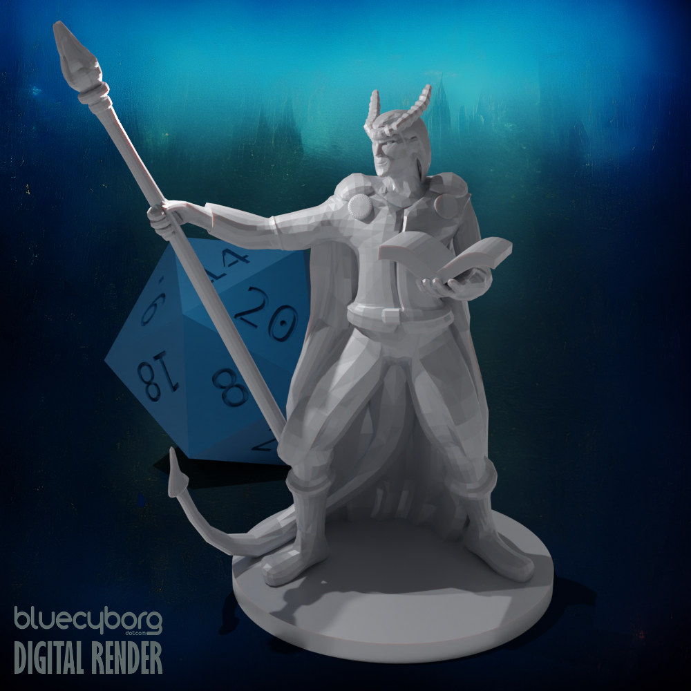 Tiefling Wizard with staff 28mm Scale Miniature