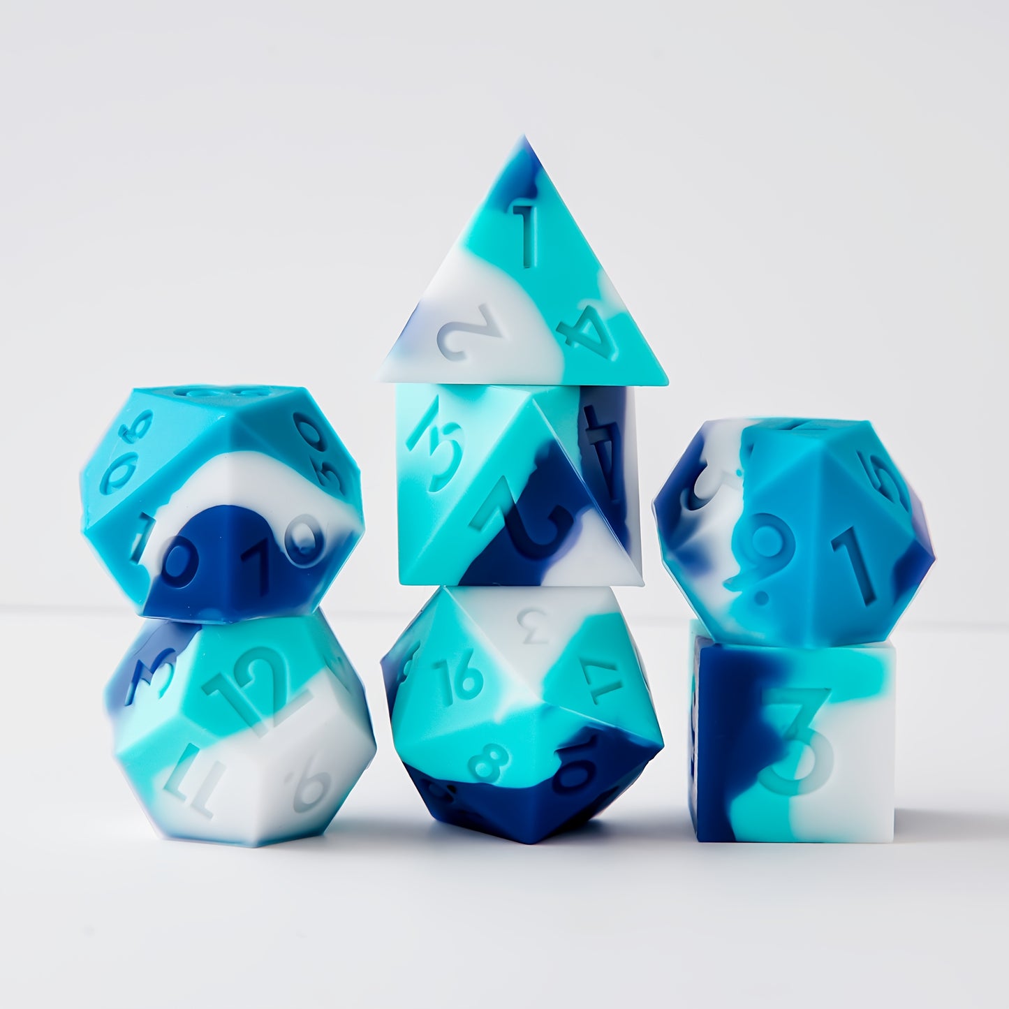 Sharp Edge Squishy Silicone Dice Set - Blue Dreams