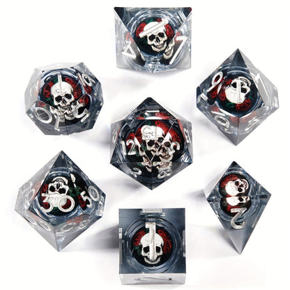 Liquid Core Dice Set - Skull With Roses