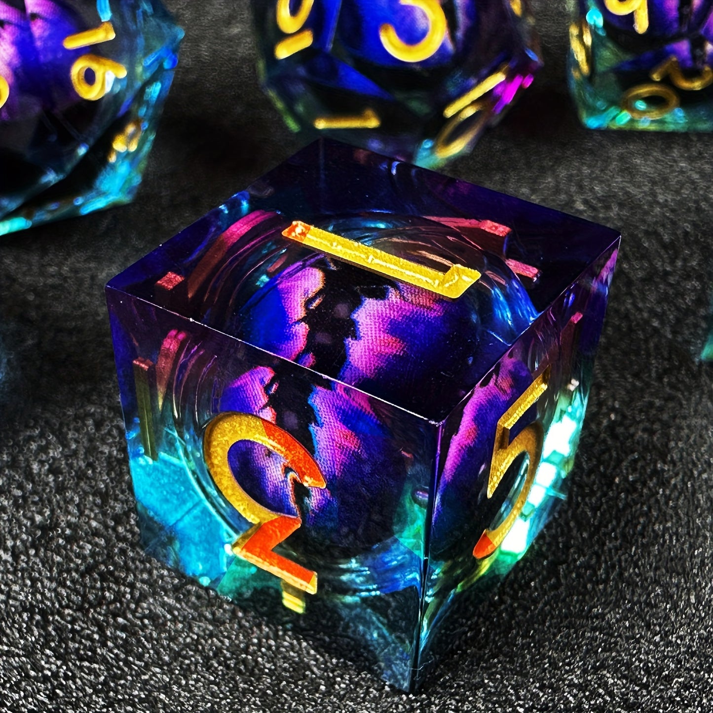 Liquid Core Dice Set - Dragon Eye Blue / Purple / Gold