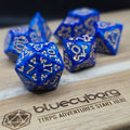 Sapphire Sigil Arcane Scroll acrylic dice set