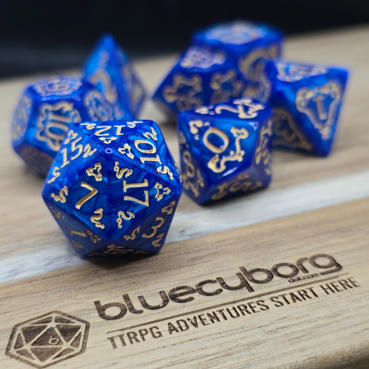 Sapphire Sigil Arcane Scroll acrylic dice set