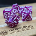Violet Hex Arcane Scroll acrylic dice set