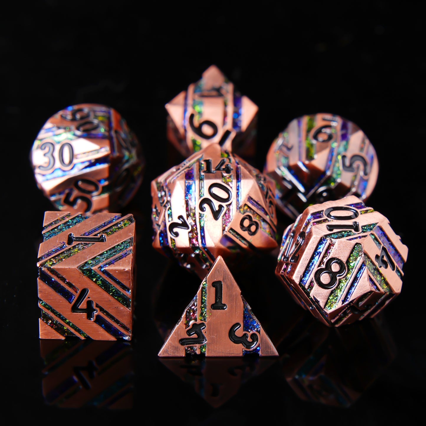 Metal Dice Set - Strata -  Bronze Rainbow