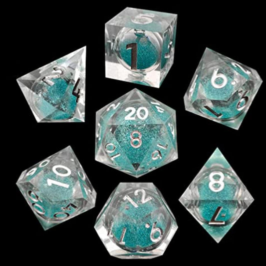 Liquid Core Dice Set - Quicksand Crystal Blue