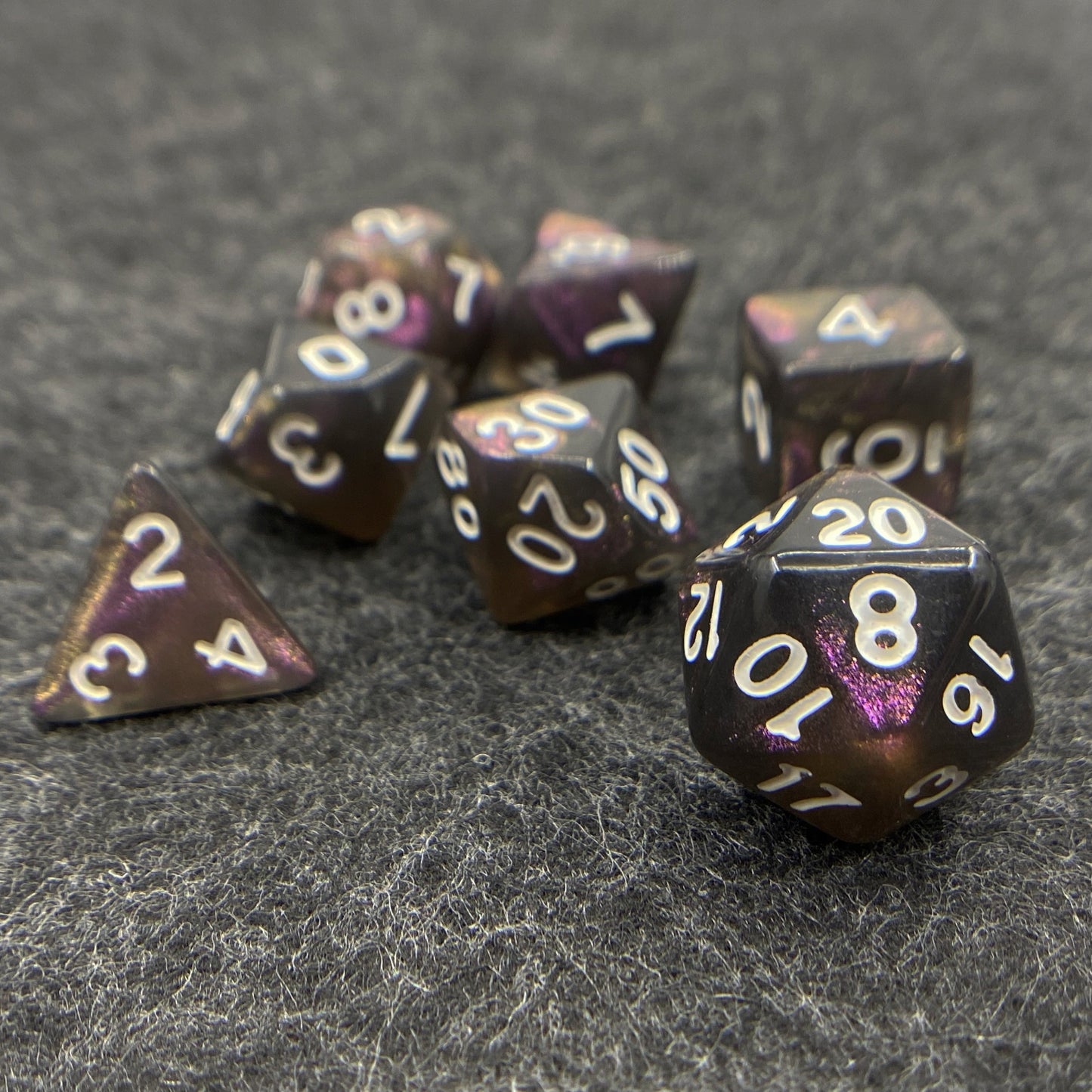 Glitter Dice Set - Aurora Black Purple