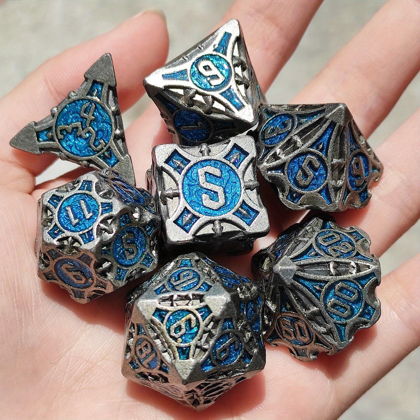 Metal Dice Set - Morning Star - Navy Blue