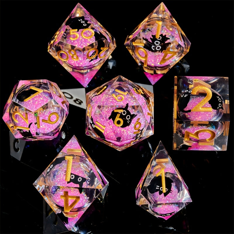 Liquid Core Dice Set - Kitty Sparkles Pink