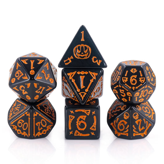 Ghastly Aurora Dice Set -Black / Orange