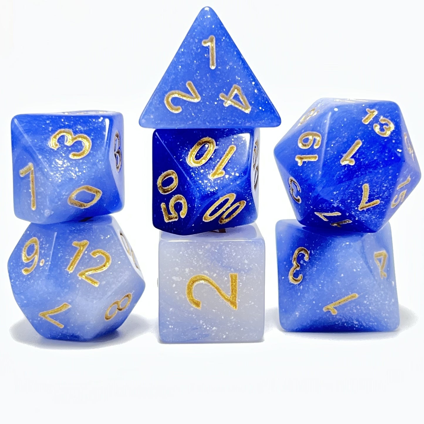 Marble Dice Set - Starry Blue And White