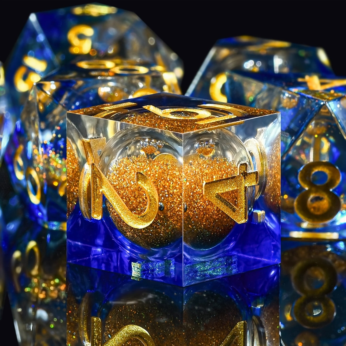 Liquid Core Dice Set - Sandstorm Sapphire