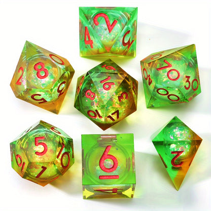 Liquid Core Dice Set - Quicksand Mystic Emeralds