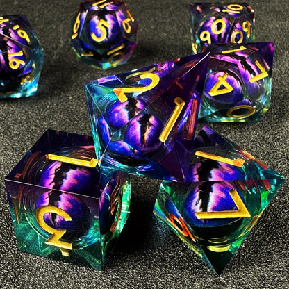 Liquid Core Dice Set - Dragon Eye Blue / Purple / Gold