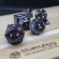 Clockwork Relic gunmetal red metal RPG dice set