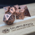 Copper Rose solid metal dice set with black rose details