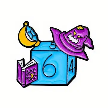 D6 Wizard Enamel Pin Badge