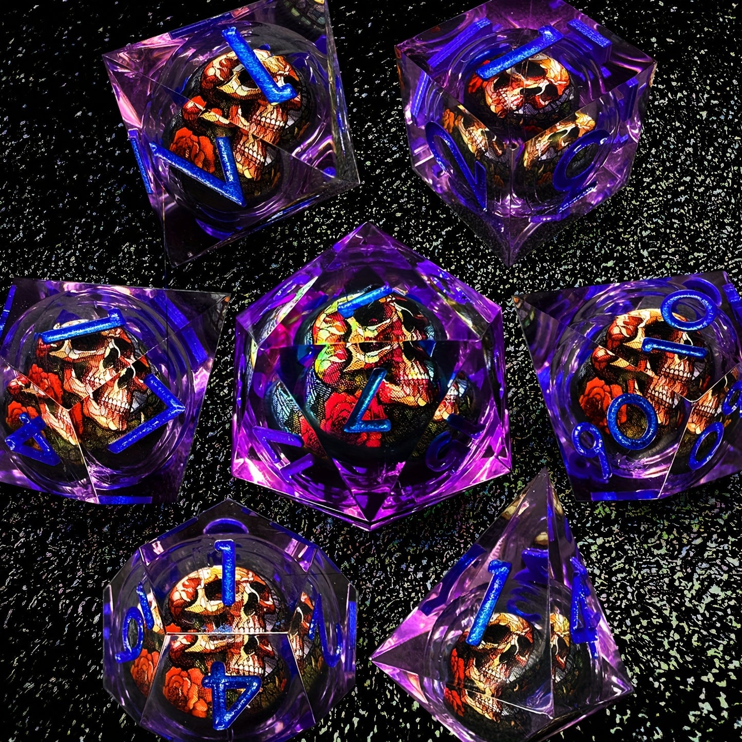 Liquid Core Dice Set - Skull Purple