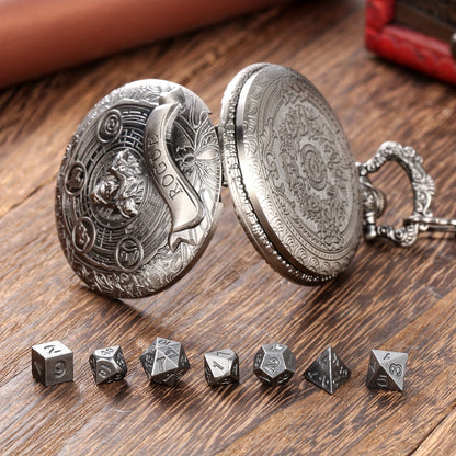 Mini Metal Dice Set With Pocket Watch Case - Rogue