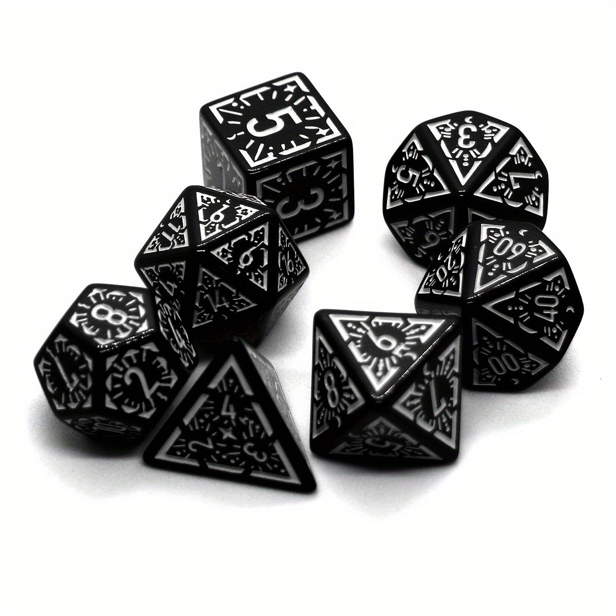 Enchanted Rune Dice Set - Black White