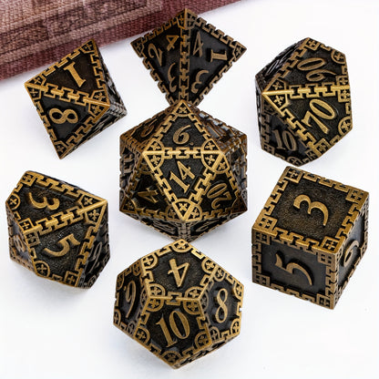 Metal Dice Set - Chains - Ancient golden