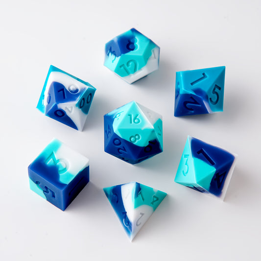 Sharp Edge Squishy Silicone Dice Set - Blue Dreams