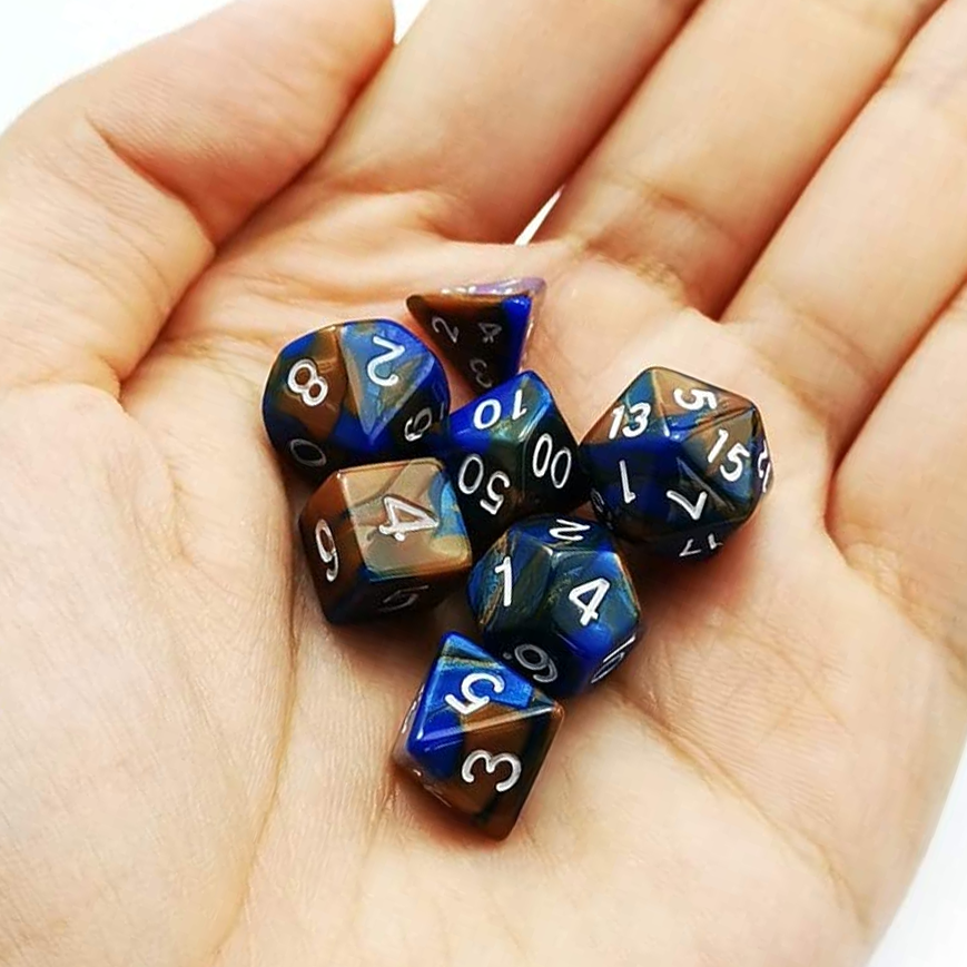 D20 Polyhedral 7 Piece Dice Set - Mini Elemental - Earth For D&D ...