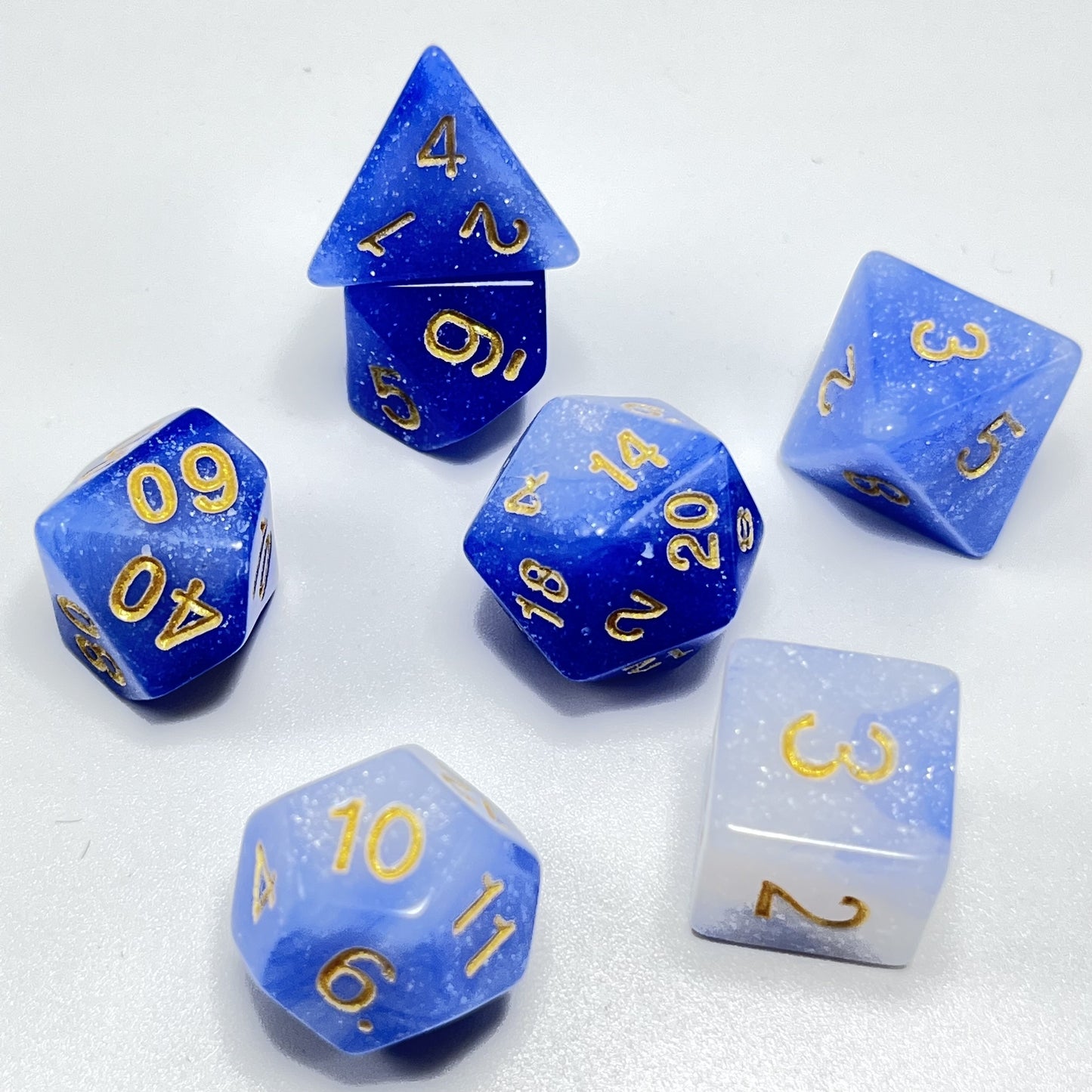 Marble Dice Set - Starry Blue And White