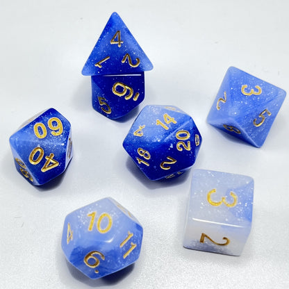 Marble Dice Set - Starry Blue And White