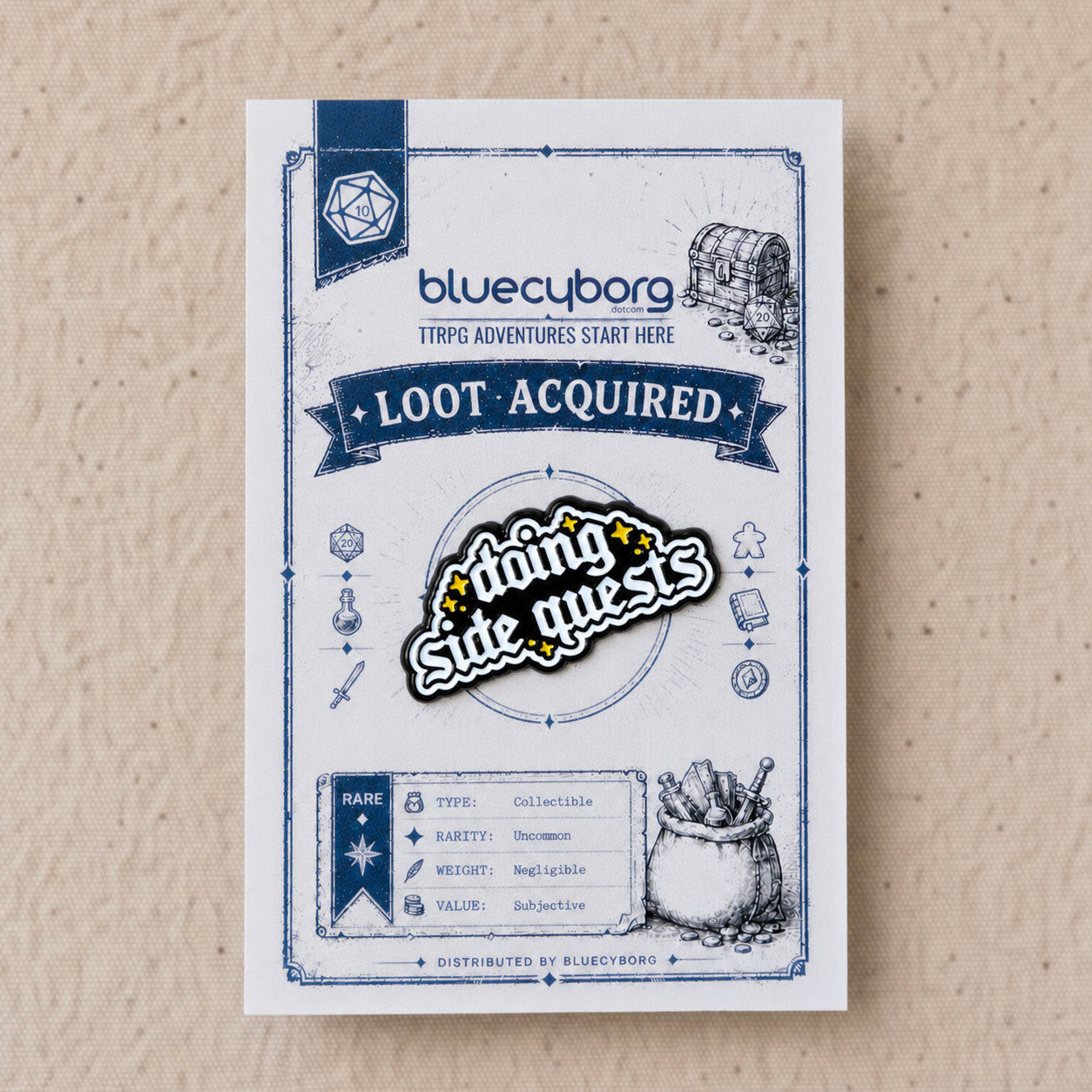Doing Side Quests enamel pin badge