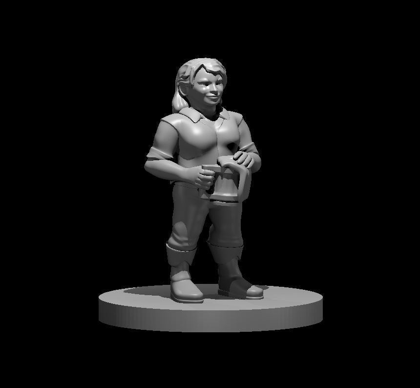 Dwarf Female Barkeep 28mm Scale Miniature