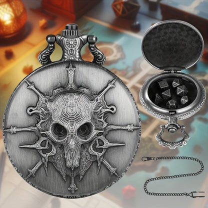 Mini Metal Dice Set With Pocket Watch Case - Wizard