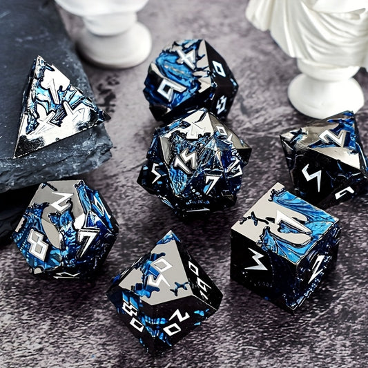 Metal Dice Set - Blue Dagonite Ore