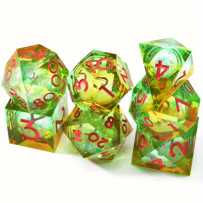 Liquid Core Dice Set - Quicksand Mystic Emeralds