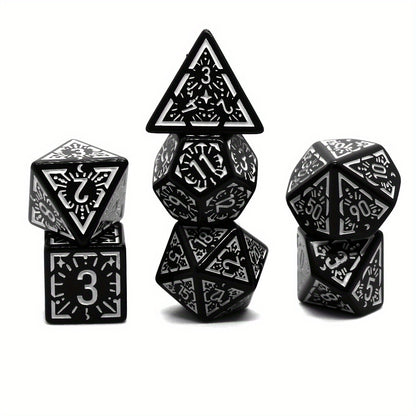 Enchanted Rune Dice Set - Black White