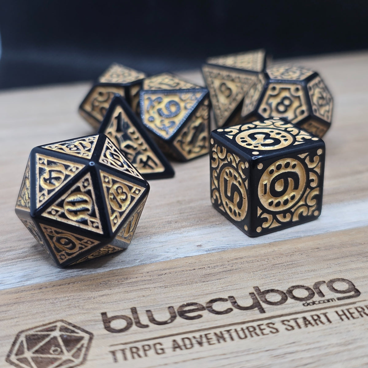 Gilded Bastion Elderstone acrylic dice set