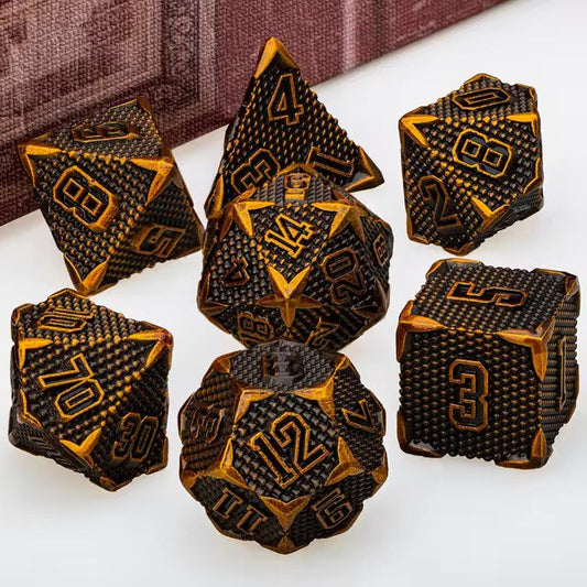 Metal Dice Set - Dragon Scale - Copper