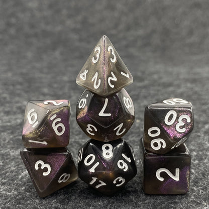 Glitter Dice Set - Aurora Black Purple