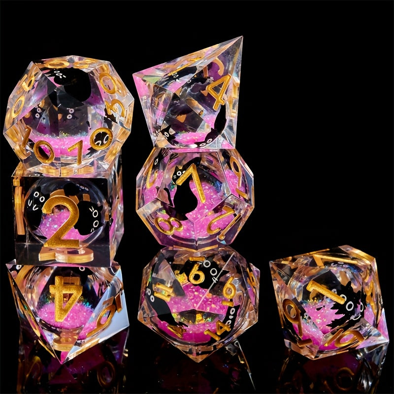 Liquid Core Dice Set - Kitty Sparkles Pink