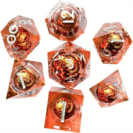 Liquid Core Dice Set - Dragon Master Orange