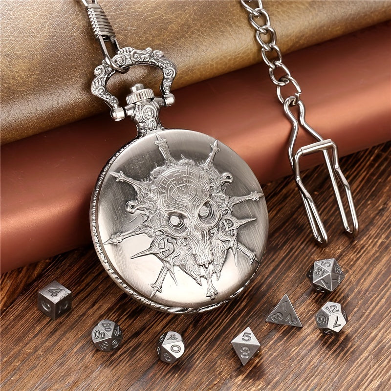 Mini Metal Dice Set With Pocket Watch Case - Wizard