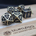 Gilded Sun antique gold metal RPG dice set