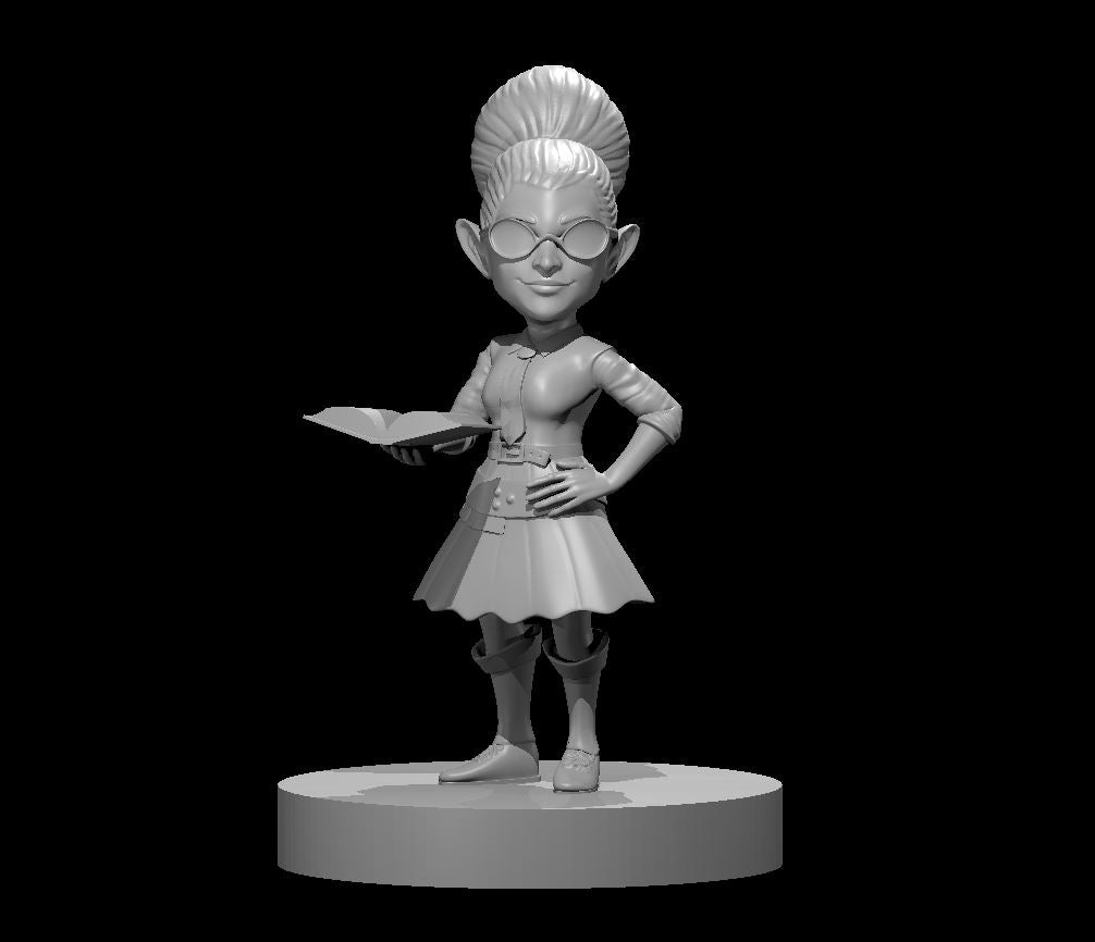 Gnome Female Accountant Wizard 28mm scale miniature