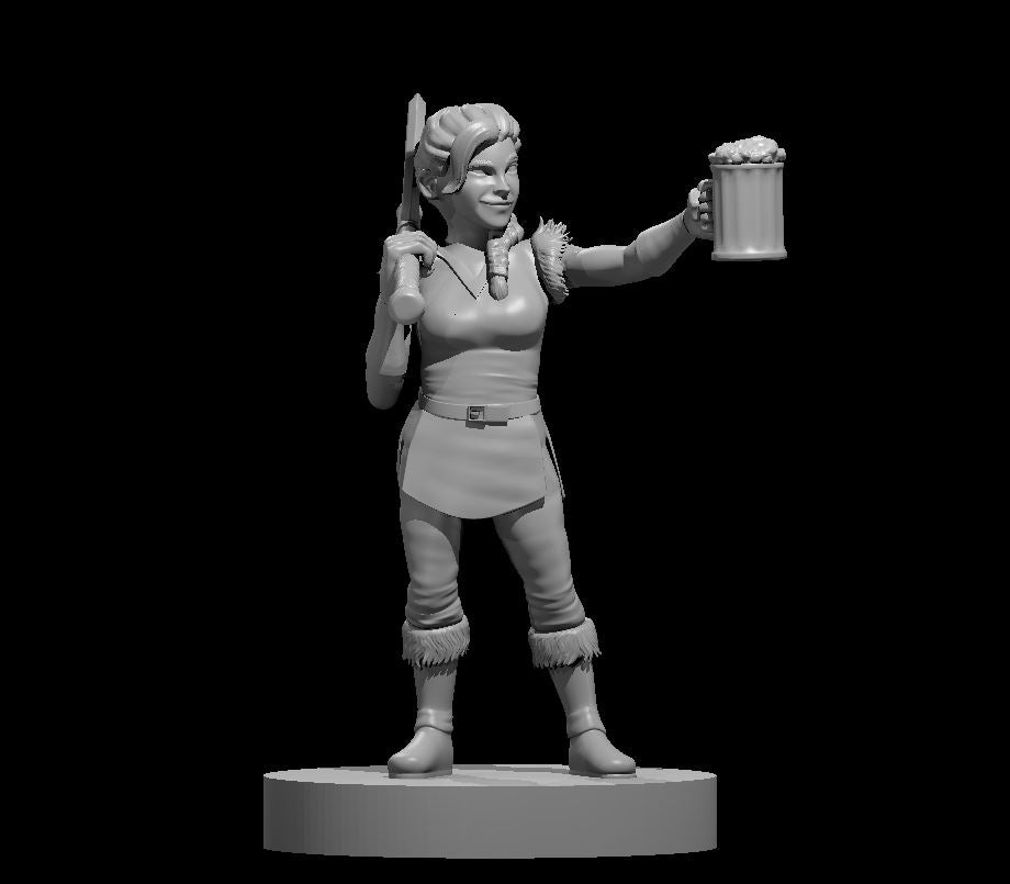 Halfling Female Barbarian with Beer 28mm scale miniature