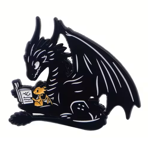Hoard of Stories - Dragon Reader Enamel Pin Badge