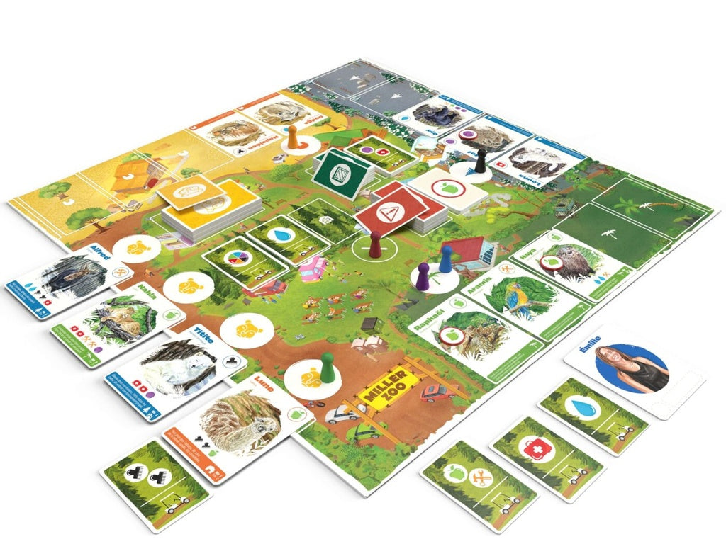 Miller Zoo board game gameplay components