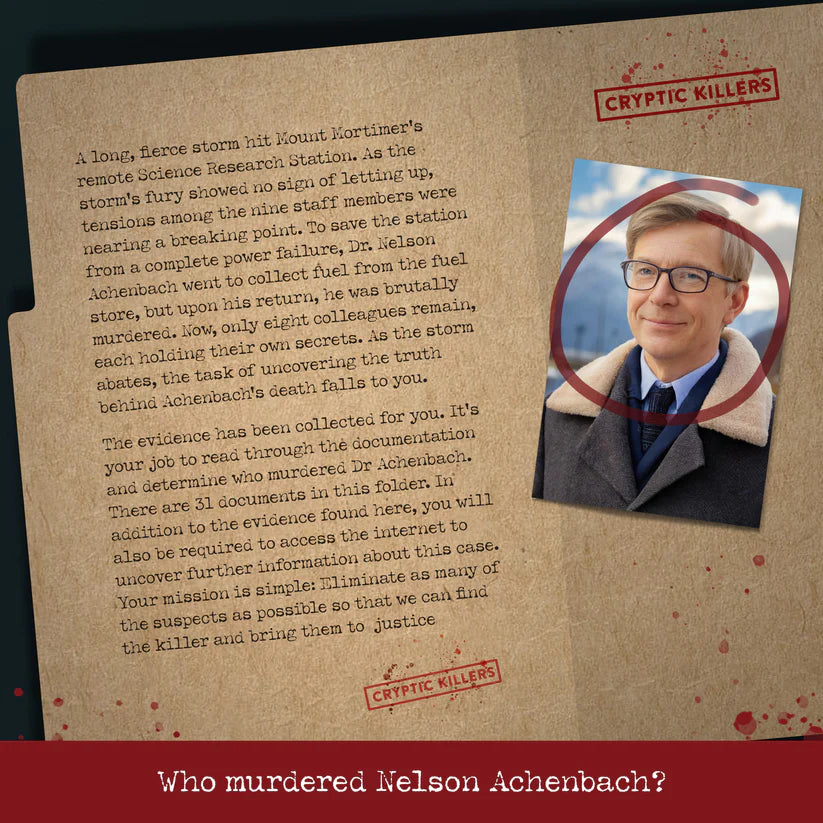 Murder on Mount Mortimer - Cryptic Killers - Unsolved Murder Mystery Case File Game