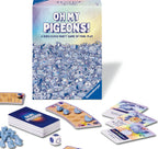 Oh My Pigeons! game box, pigeon miniatures, bench, cards and die