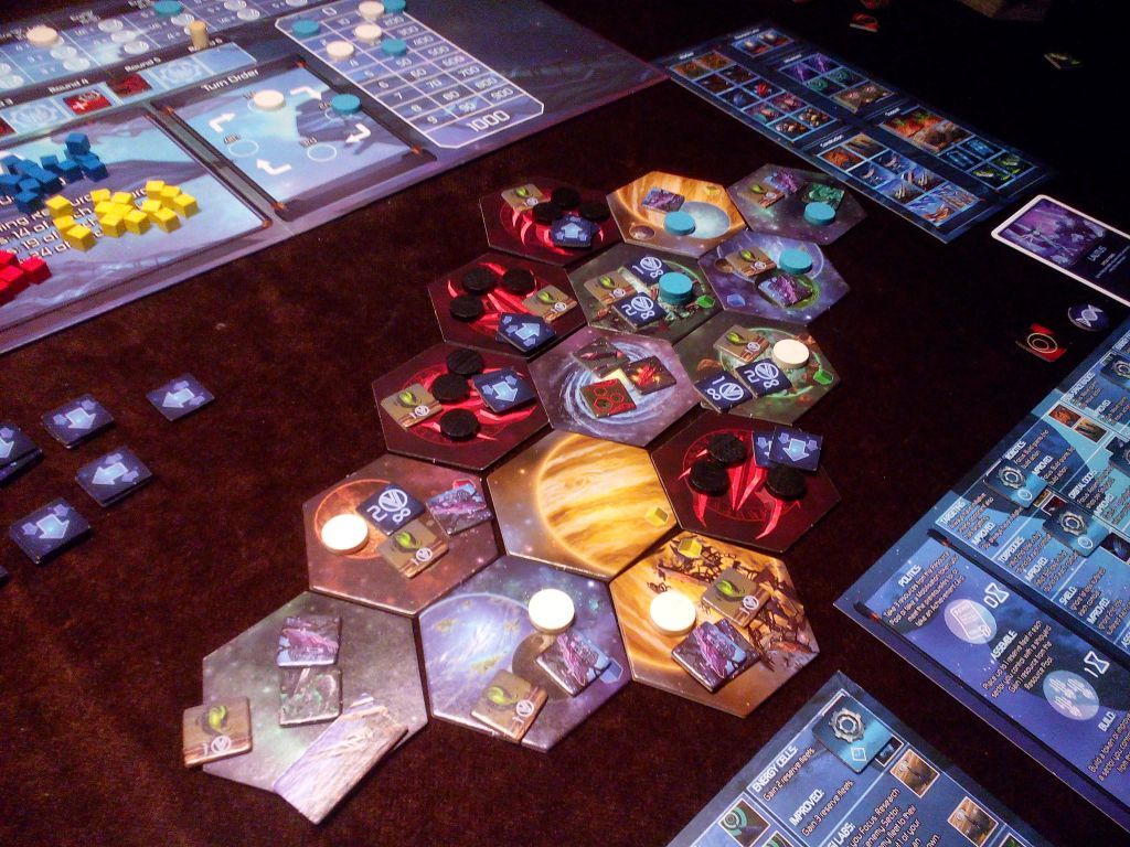 Omega Centauri modular galaxy map and player boards set up for play
