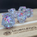 Pearl Reef Starfish liquid core resin dice set with starfish details