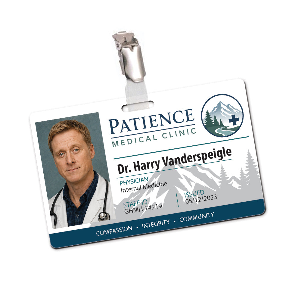 Resident Alien Inspired Patience Medical Clinic Cosplay ID Card